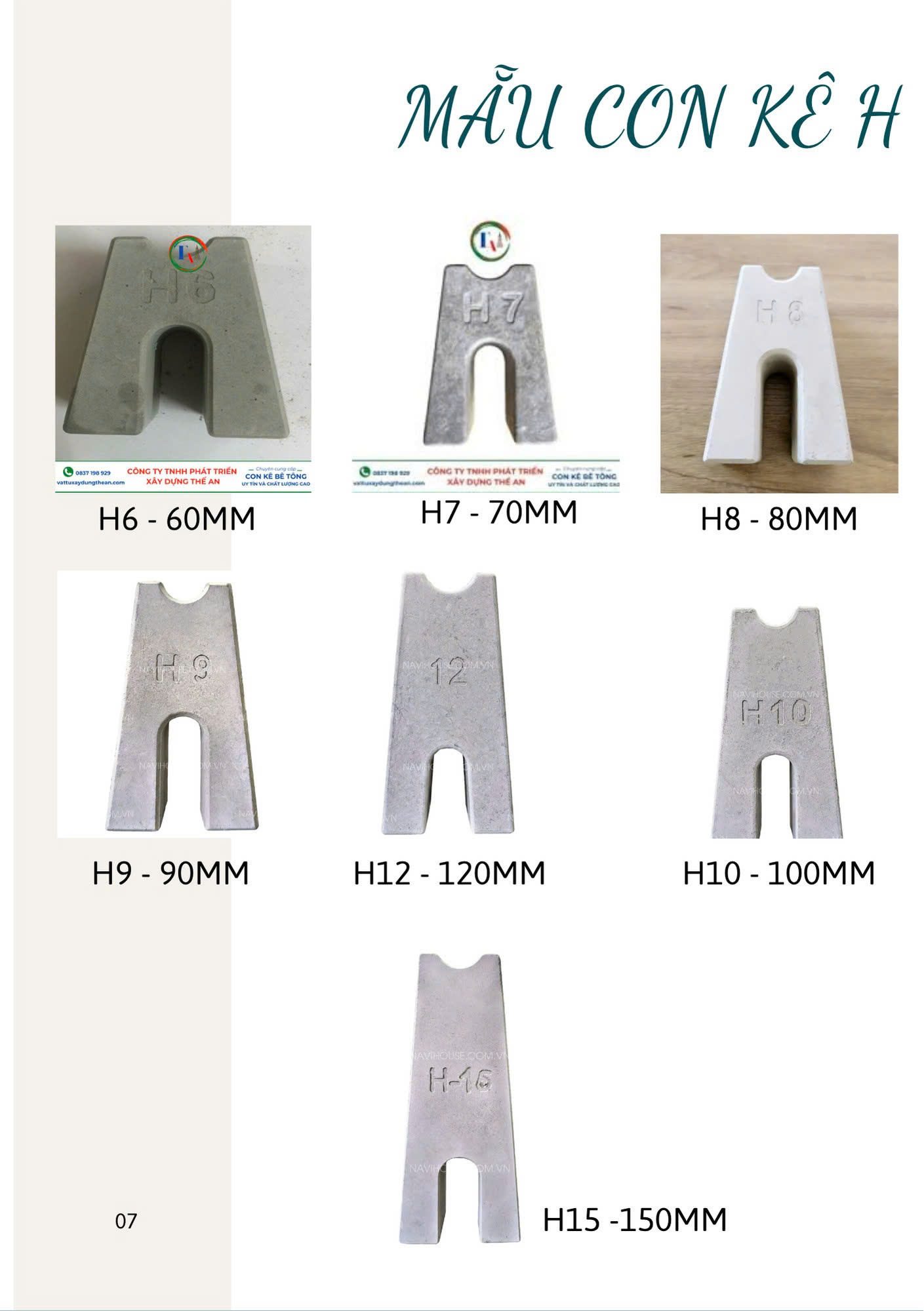 Mẫu con kê bê tông H