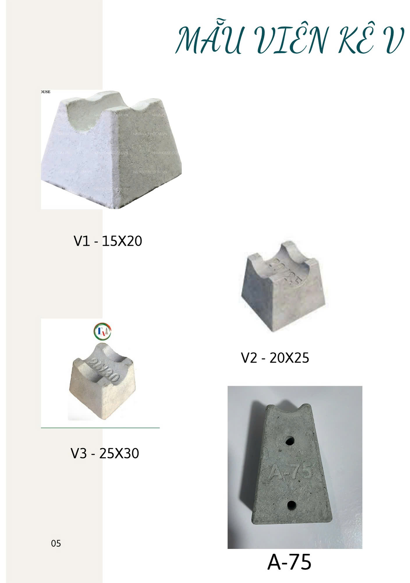Mẫu con kê bê tông V